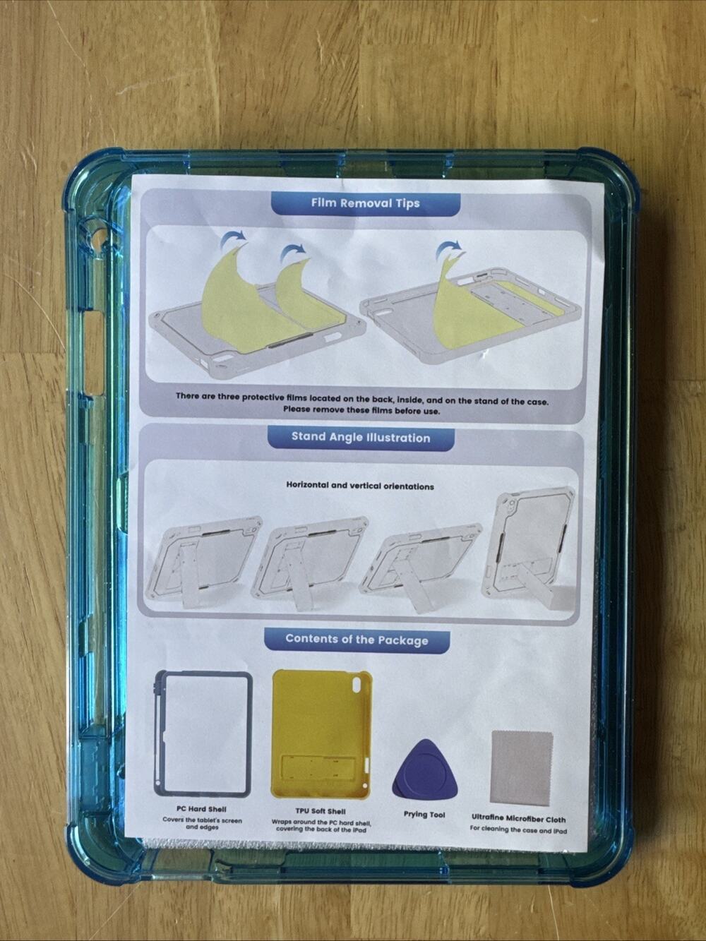 INFILAND Shockproof Tablet Case w/ Stand Blue Clear Heavy Duty Cover